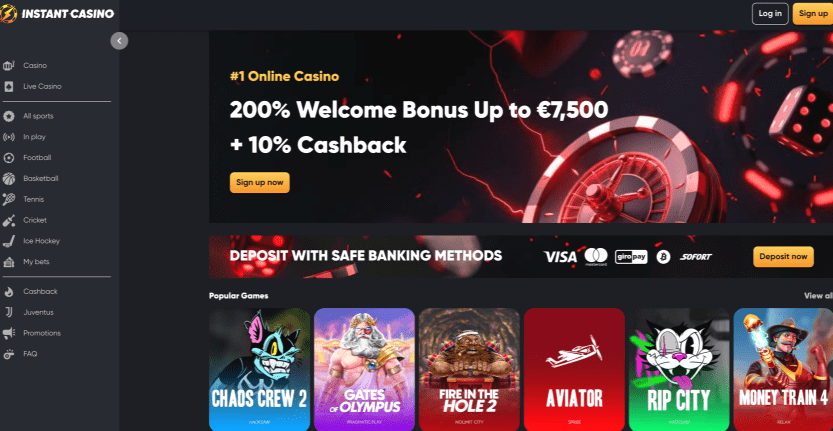 InstantCasino Interface